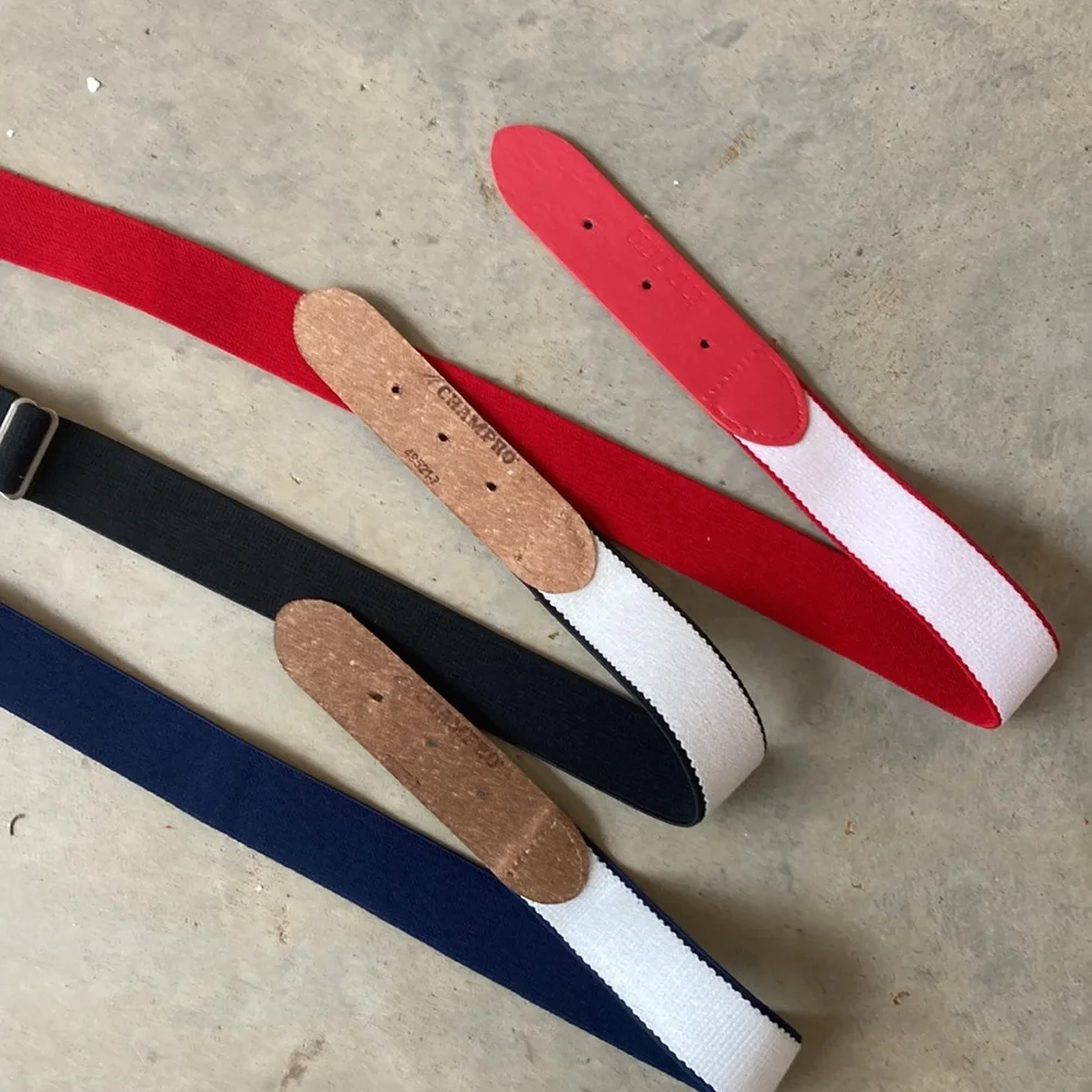 5/$25 set of 3 elastic adjustable belts red black blue. Size 7-12 adjusts.